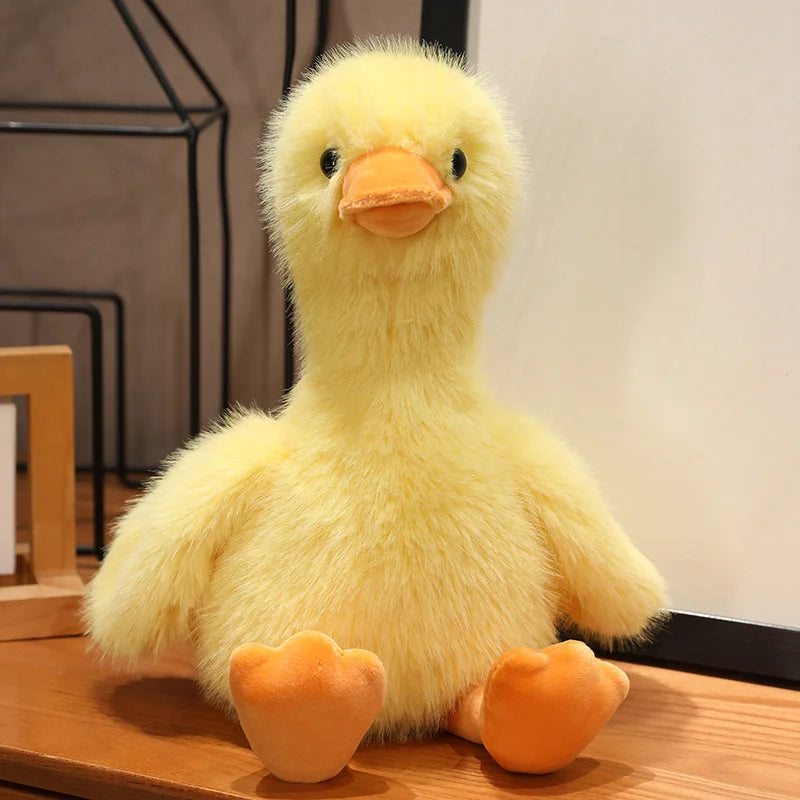 Kawaii Simulation Yellow Duck Plush Toy White Pink Black Long Hair Duck Plush Doll for Boys And Girls To Accompany Sleeping Gift
