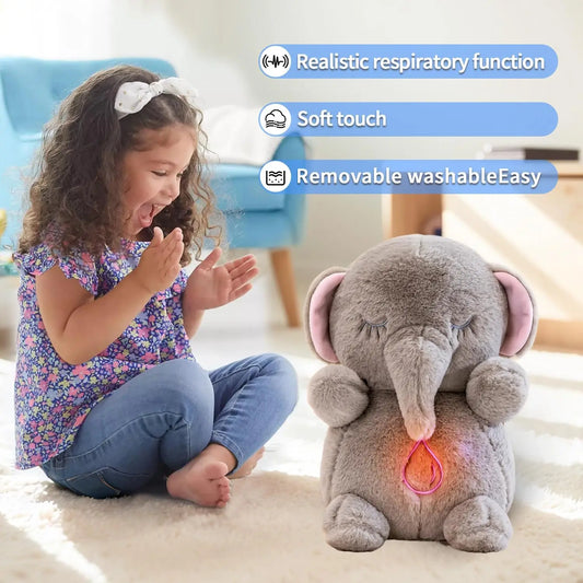 Baby Breathing Soothing Capybara Elephant Plush Doll Toy Sleeping Companion Music and Light Doll Sensory Plush Toy Soft Toy