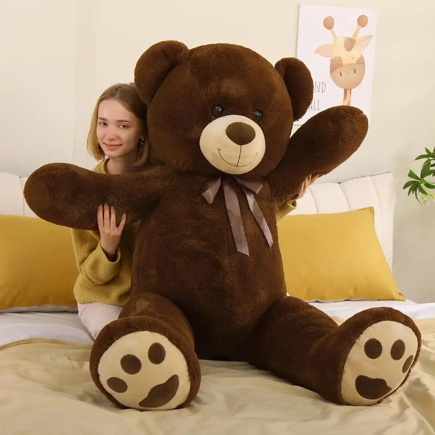 Tezituor Teddy Bear 5ft, Fluffy Life Size Giant Stuffed Bear , Cute Teddy Bear Plush Gift for Kids, Girlfriend, Boyfriend,