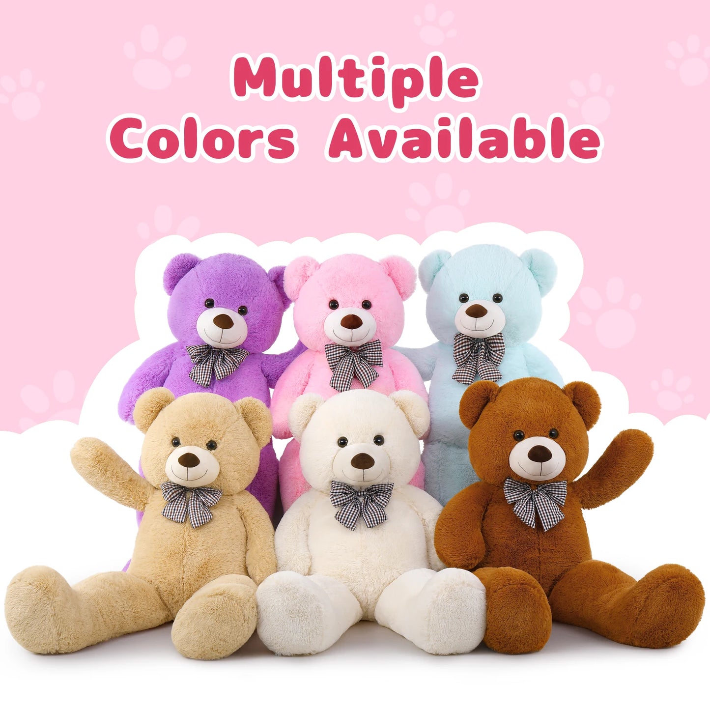 MorisMos Pink Giant Teddy Bear 4 Feet, Lovely 47inch Classic Stuffed Animals Plush, Daughter Girlfriend Birthday Gift for Lover,
