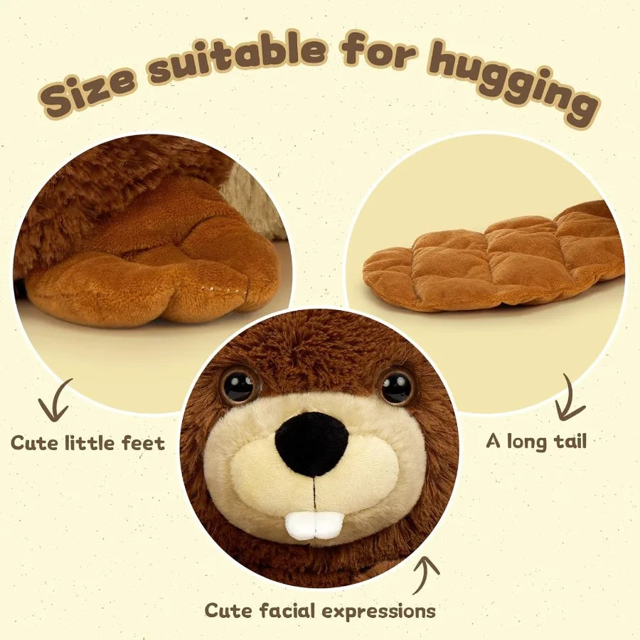 4Pcs Fluffy Giant Beaver Stuffed Animals with Three Babies Inside 17.7 Plush Toys for Teens Baby Shower Christmas Gift Soft Bro