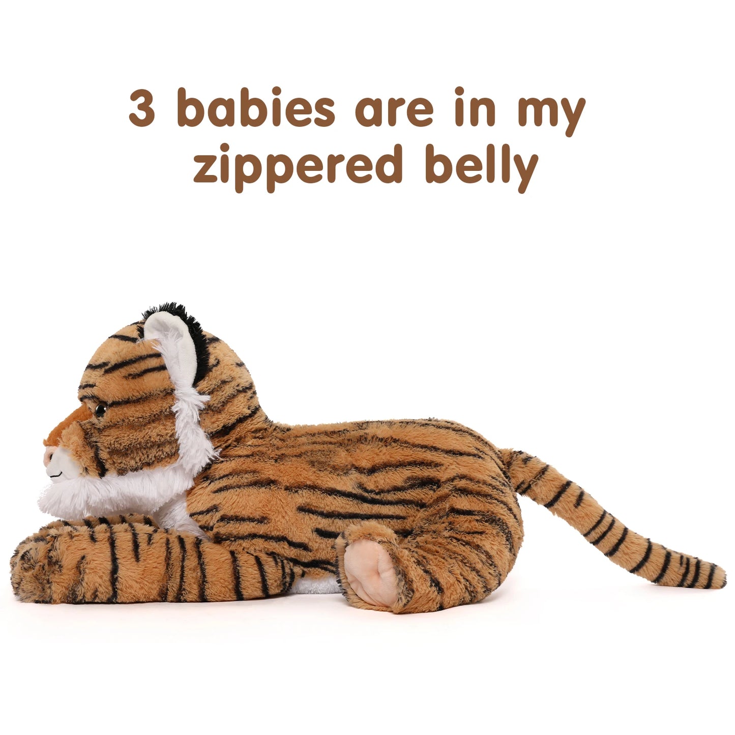 MorisMos Tiger Plush Toys - Soft Stuffed Tiger Mommy & Babies Set, Large Size, 20in