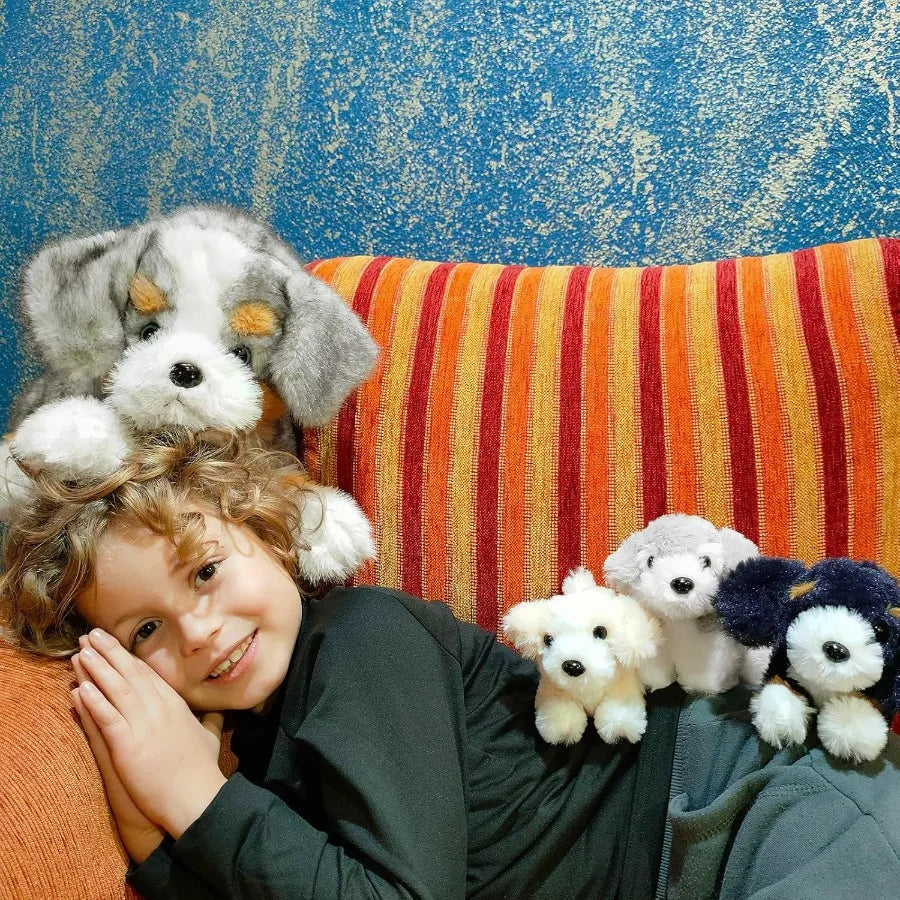 5Pcs Australian Shepherd Dog Stuffed Animals 24'' Large Mommy with 4 Puppies Plush Toy for Girl Boy Realistic Border Collie Des