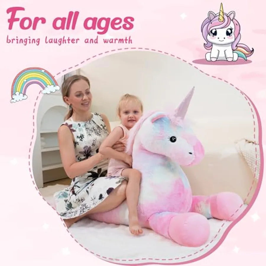 44 inch Pink Unicorn Stuffed Animal Giant Plush Unicorn for Girls Large Pink Unicorn Birthday Christmas Gift Soft Fluffy Toy