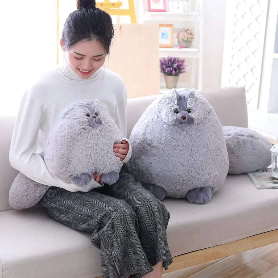 Winsterch Large Cat Stuffed Animal Toys Gift Big Plush Cat Animal Baby Doll Fat Gray Plush Cat Toy for Boys Gray 20 Inches