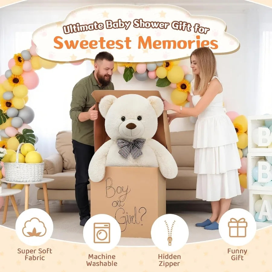 MorisMos Big Teddy Bear 55inch Large Teddy Bear Plush Lifesize Stuffed Animals Gifts for Girlfriend Boyfriend White