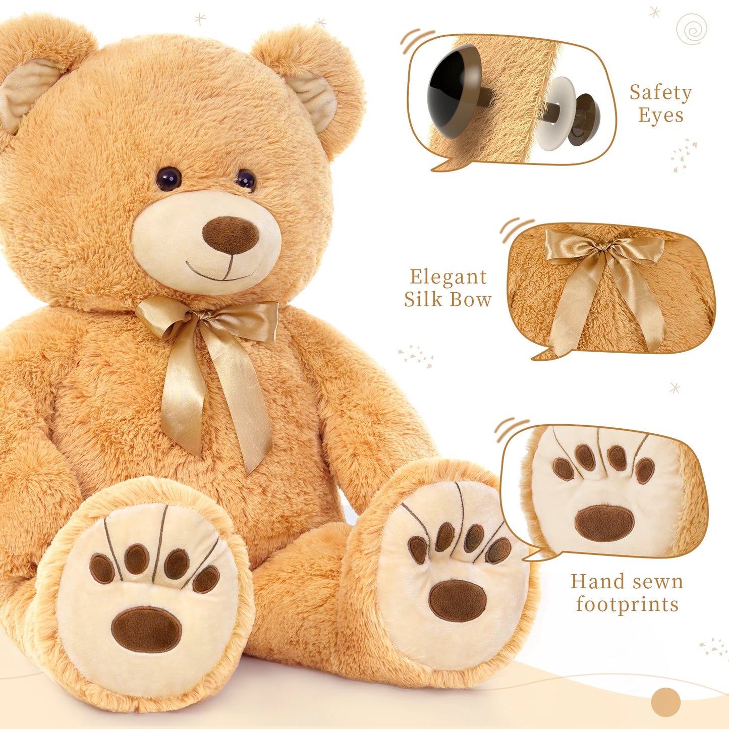 MorisMos Giant Teddy Bear Stuffed Animal, Big Teddy Bear Life Size, 36in Large Bear Cuddly Soft for Baby Shower, Boys, Girls