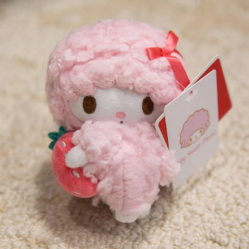 Sanrio Piano Sheep Plush Toys Pendants Coin Purse Kawaii Pink Sheep Stuffed Dolls Keychains Girls Sleepping Companion Toys