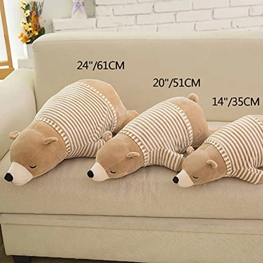 24 Inch Brown Sleeping Polar Bear Plush Toy Soft Stuffed Animal Huggable Cuddly Doll for Boys Girls Birthday Gift Large Soft Pl