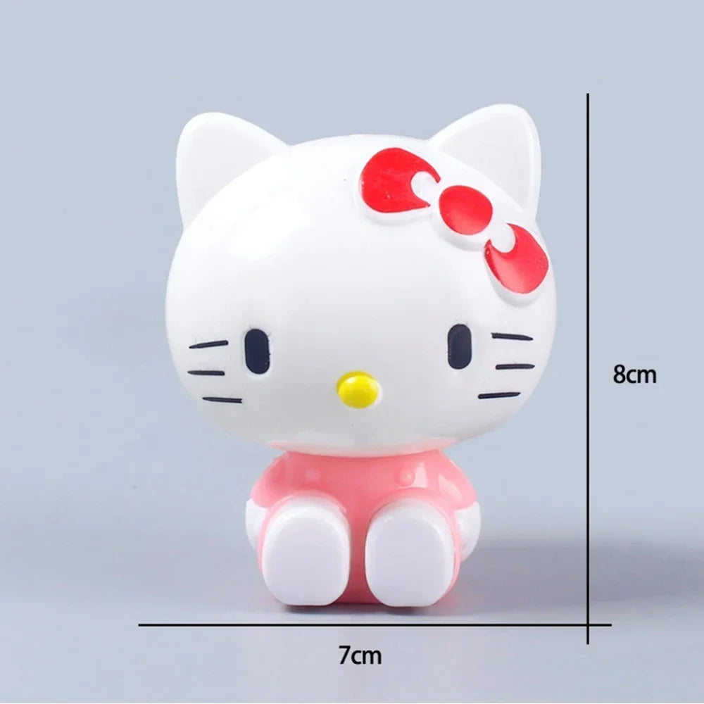 Hello Kitty Kuromi Melody Cinnamoroll Action Figure Toys Dolls Model Ornament Desktop Sanrio Birthday Gifts Cake Decoration Gift