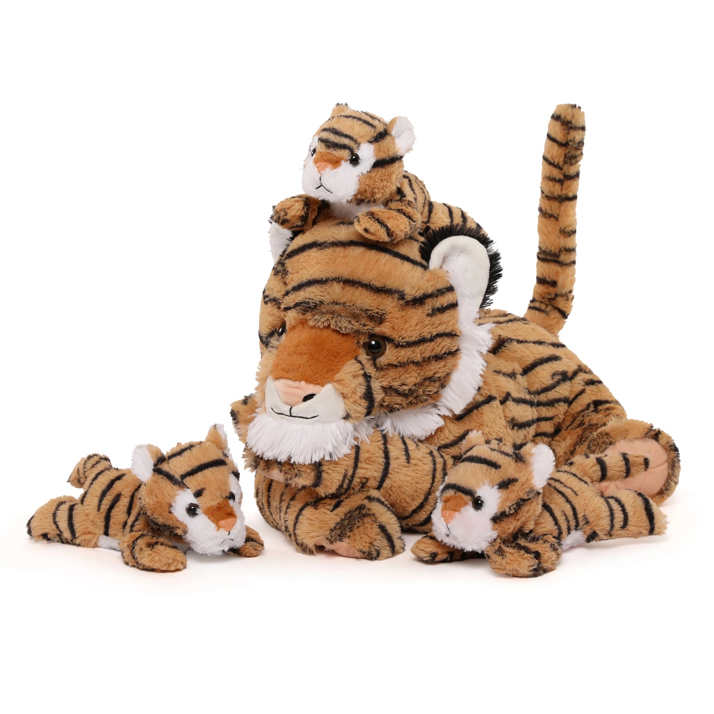 MorisMos Tiger Plush Toys - Soft Stuffed Tiger Mommy & Babies Set, Large Size, 20in