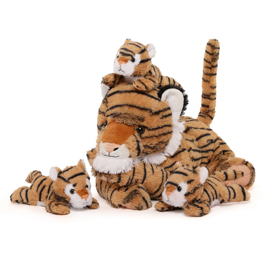 MorisMos Tiger Plush Toys - Soft Stuffed Tiger Mommy & Babies Set, Large Size, 20in
