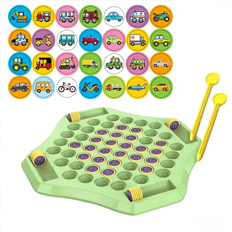 Kids Memory Game Board Chess 54 Cards Animal Fruit Flip Chess Educational Logical Thinking Learning Toy for 2-4 Players