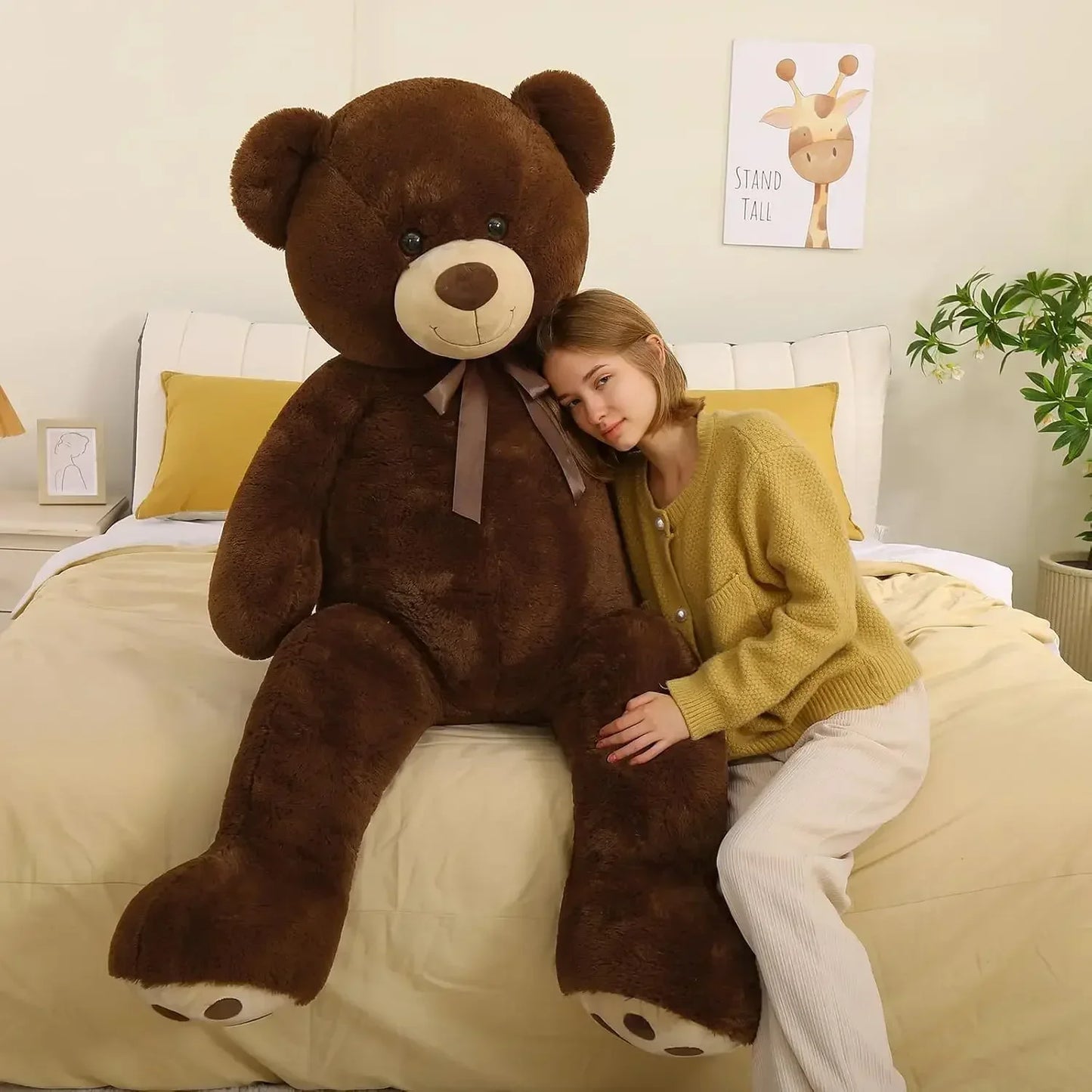 Tezituor  Teddy Bear 5ft, Fluffy Life Size Giant Stuffed Bear , Cute  Teddy Bear Plush Gift for Kids, Girlfriend, Boyfriend,