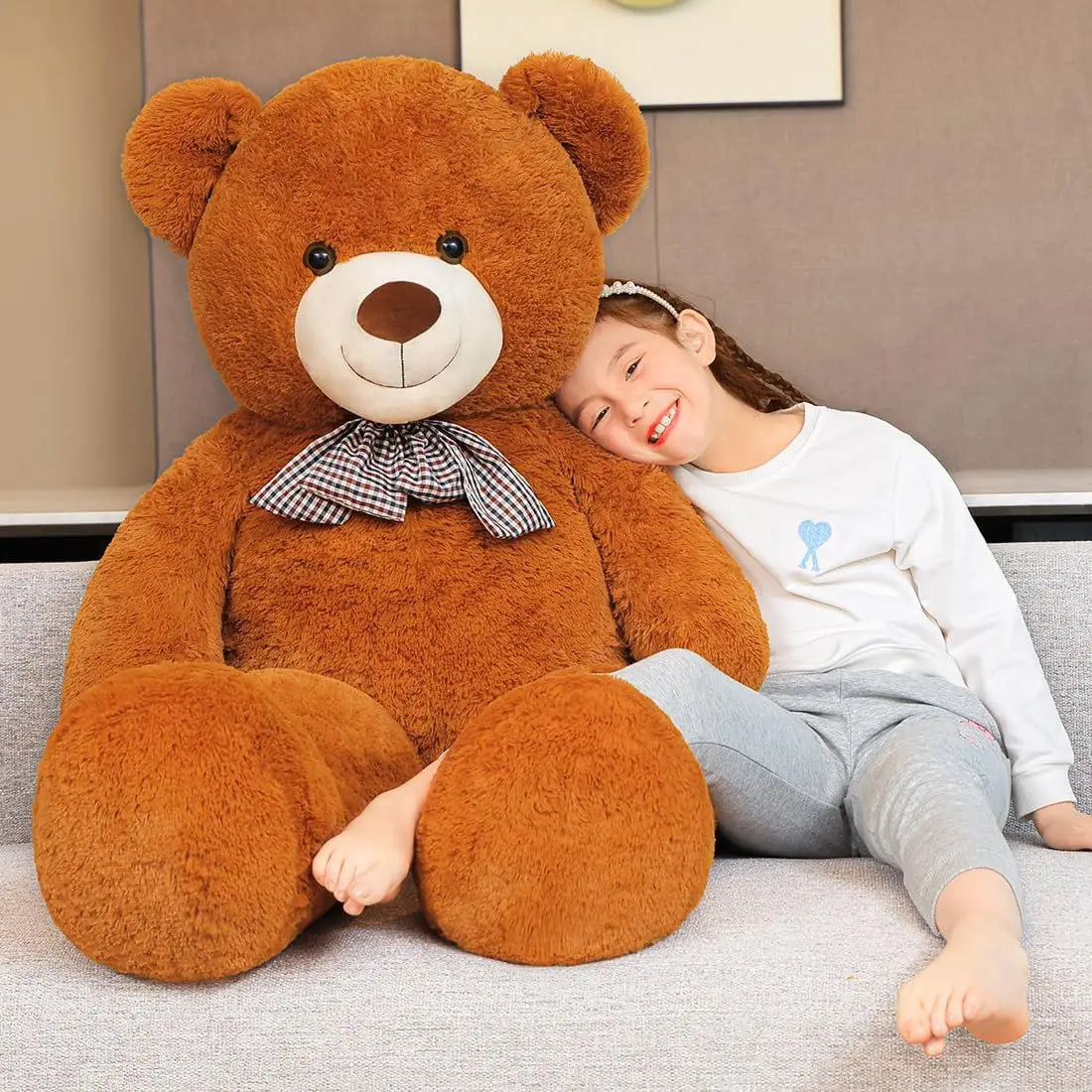 SNOWOLF Giant Teddy Bear Stuffed Animal 43.3in Cute Brown/Beige Valentine's Bear for Girlfriend Boyfriend Mom Birthday