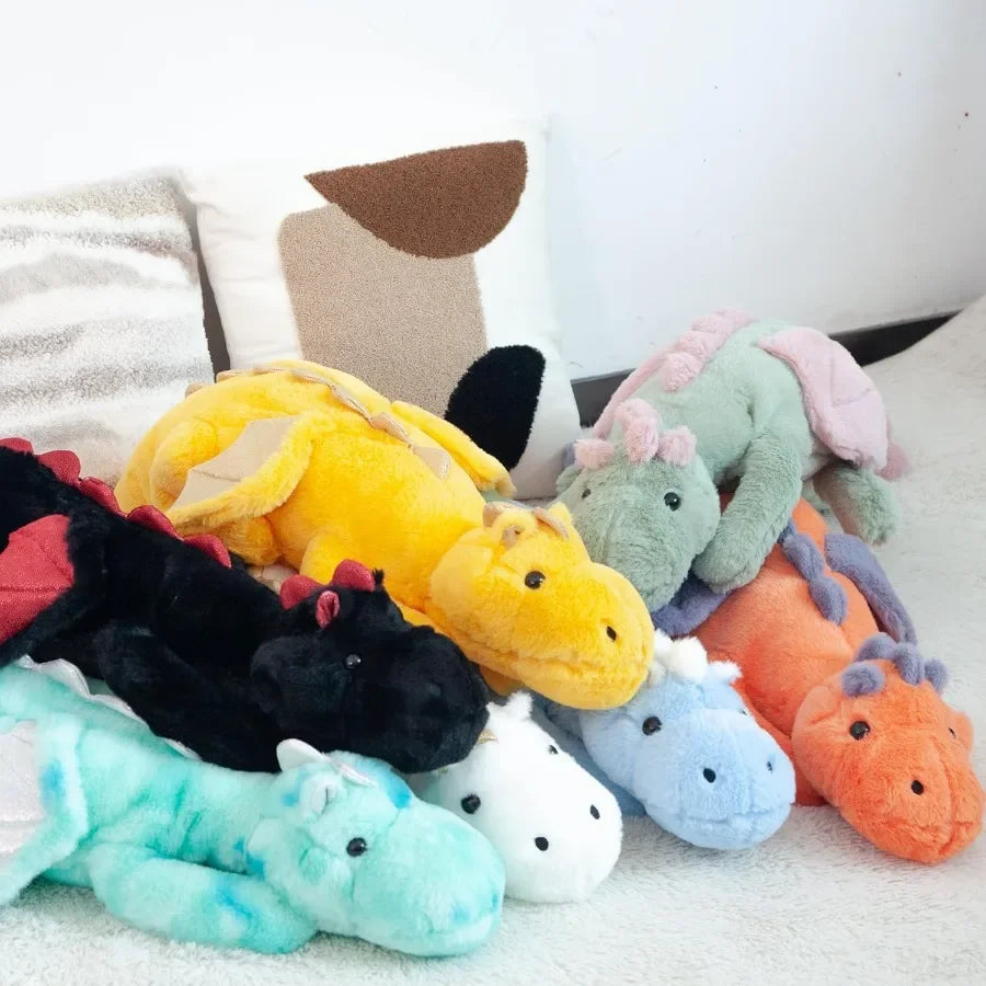 ARELUX Giant 50in 3Lb Big Orange Dragon Large Stuffed Animals Cute Plush Toy Fuzzy Jumbo Dinosaur Pillow Plushies with Wings Cu