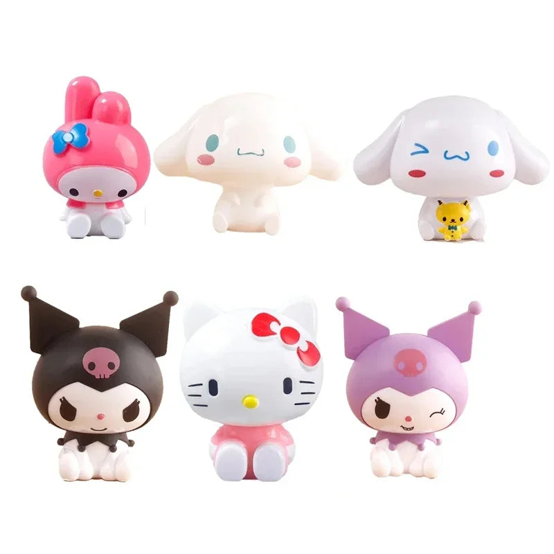 Hello Kitty Kuromi Melody Cinnamoroll Action Figure Toys Dolls Model Ornament Desktop Sanrio Birthday Gifts Cake Decoration Gift