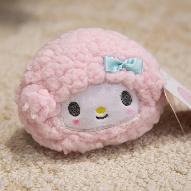 Sanrio Piano Sheep Plush Toys Pendants Coin Purse Kawaii Pink Sheep Stuffed Dolls Keychains Girls Sleepping Companion Toys