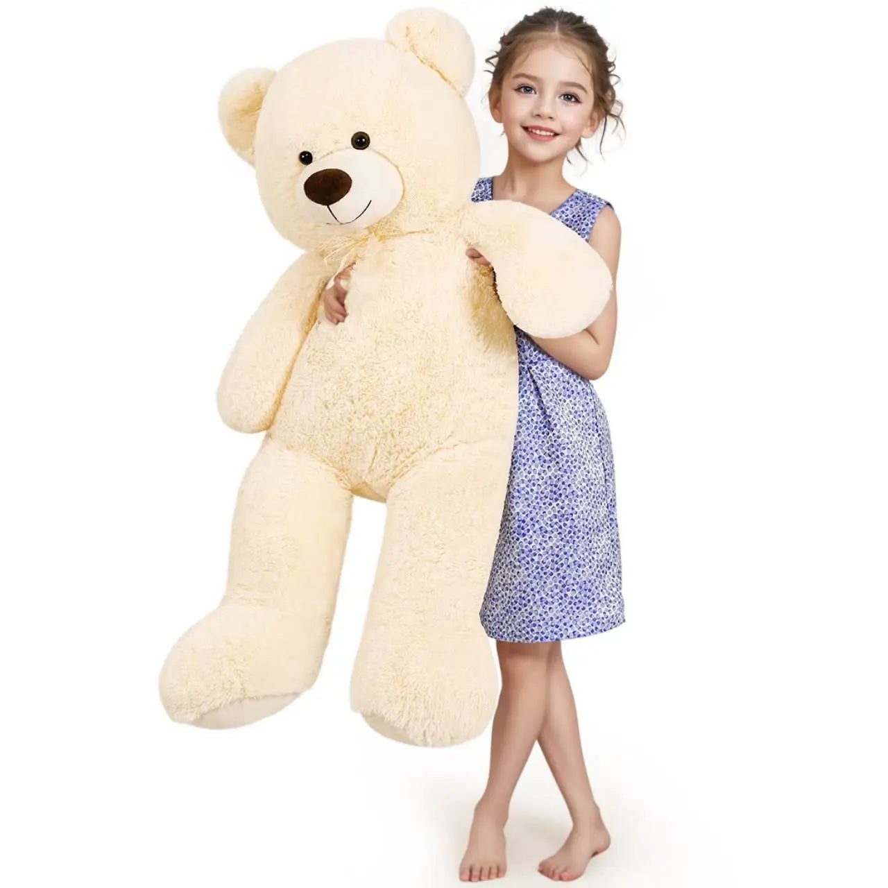 SNOWOLF Giant Teddy Bear Stuffed Animal 43.3in Cute Brown/Beige Valentine's Bear for Girlfriend Boyfriend Mom Birthday