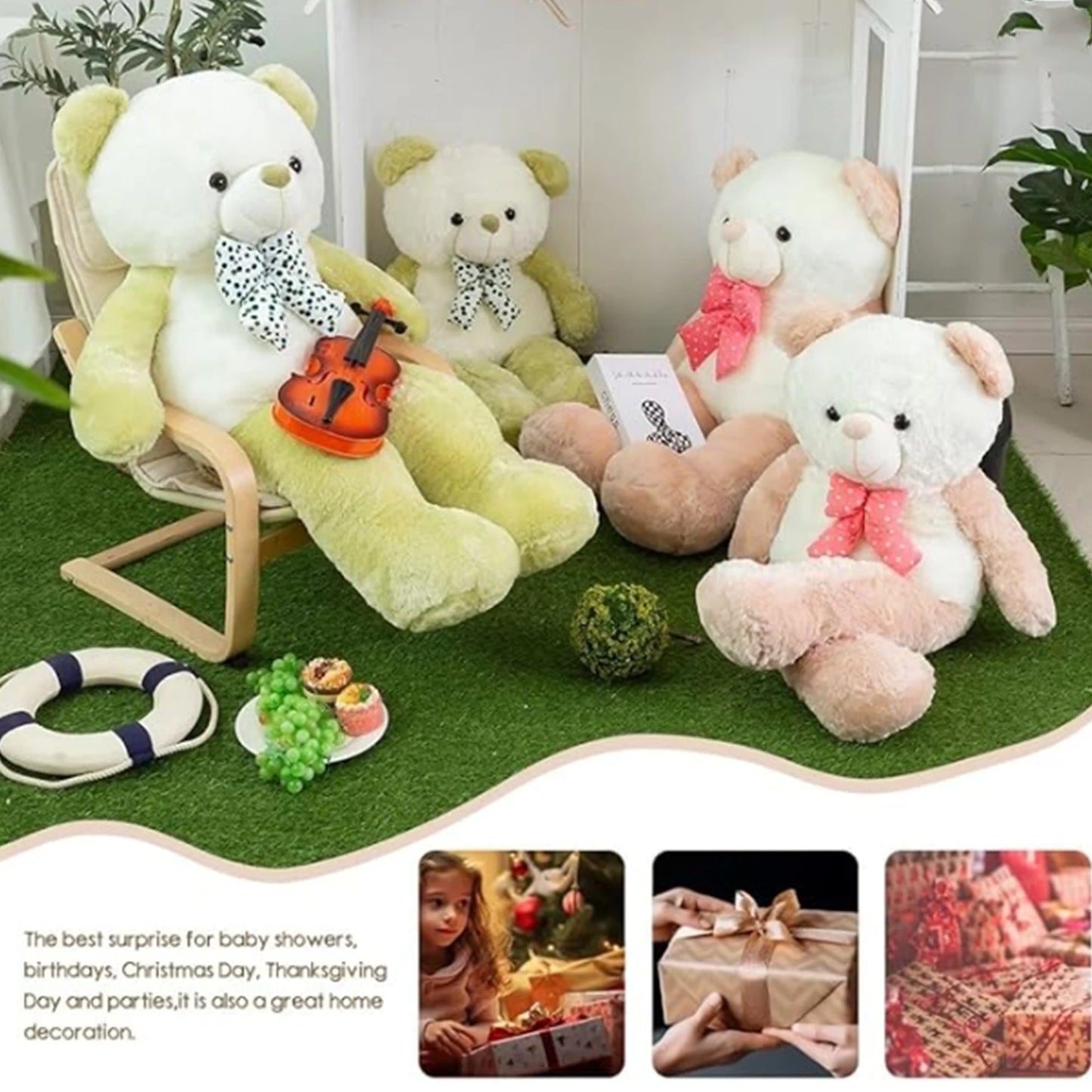 Big Teddy Bear 4 Feet Jumbo Stuffed Animals,Giant Stuffed Teddy Bear Plush Toy,Birthday,Christmas,Valentine's Day 47 Inch