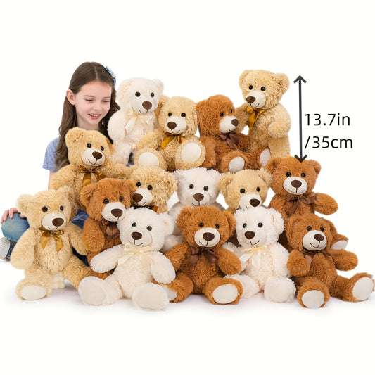15pcs Soft Plush Teddy Bears in Light Brown & White - Perfect for Youngsters Showers, Gender Reveal Party Favors