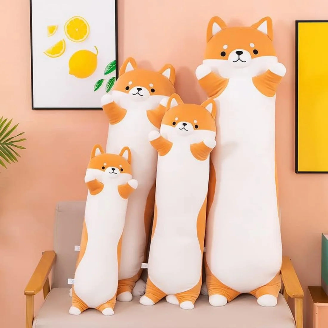 SNOWOLF Shiba Inu Dog Plush Pillow 43'' Cute Long Corgi Akita Soft Plush Toy Comfort Body Cushion Gifts for Girls Boy