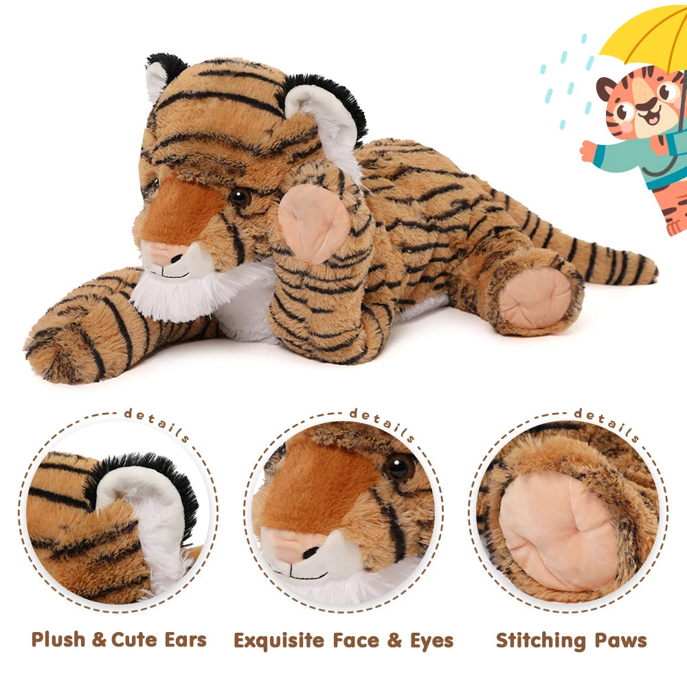 MorisMos Tiger Plush Toys - Soft Stuffed Tiger Mommy & Babies Set, Large Size, 20in