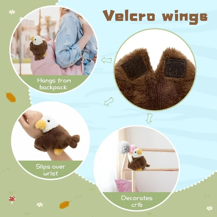 4 Pcs Peregrine Falcon Stuffed Animals Family Set - Big Parent Falcon Plush 14 - Includes 3 Detachable Baby Birds with Magic-Ta