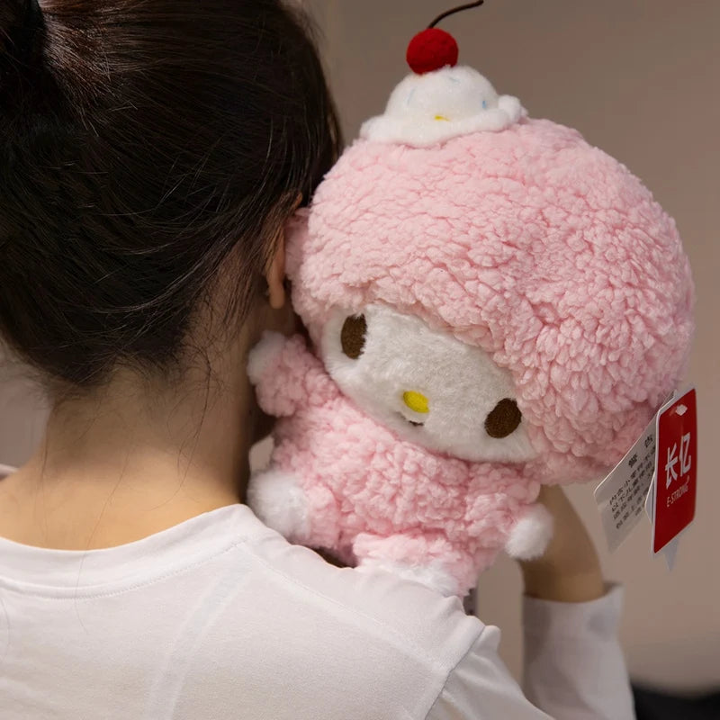 Sanrio Piano Sheep Plush Toys Pendants Coin Purse Kawaii Pink Sheep Stuffed Dolls Keychains Girls Sleepping Companion Toys