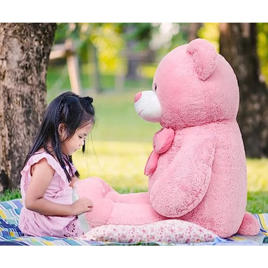59 Giant Pink Teddy Bear Stuffed Animal Cuddly Plush Toy for Valentines Day Birthday Gift Baby Shower Decor Soft Classic Teddy