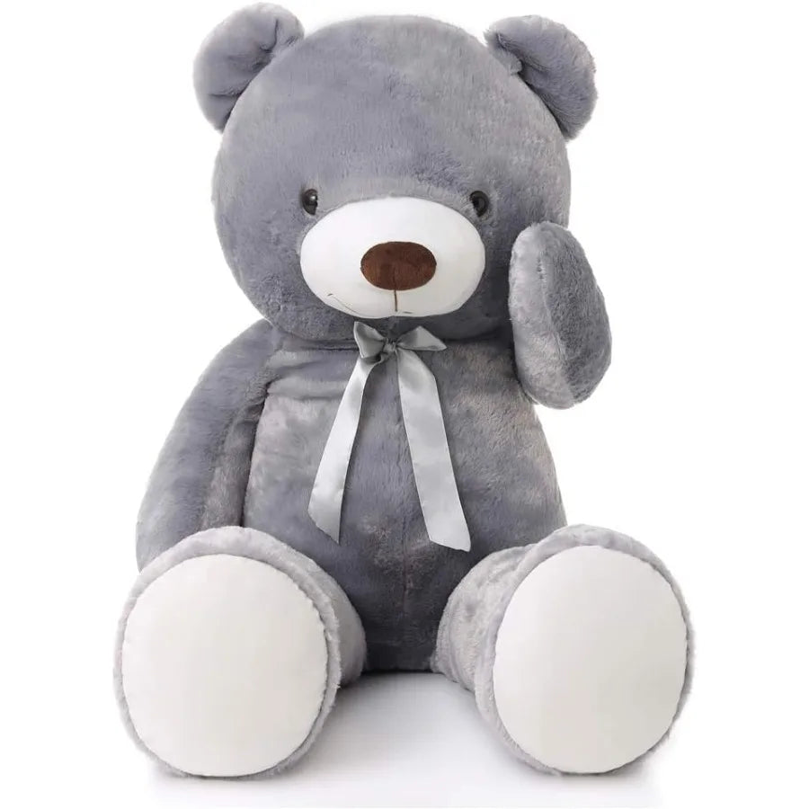 Giant Grey Teddy Bear 47 inch 4 feet Large Stuffed Animal for Girlfriend Soft Plush Toy with Cozy Huggable Design