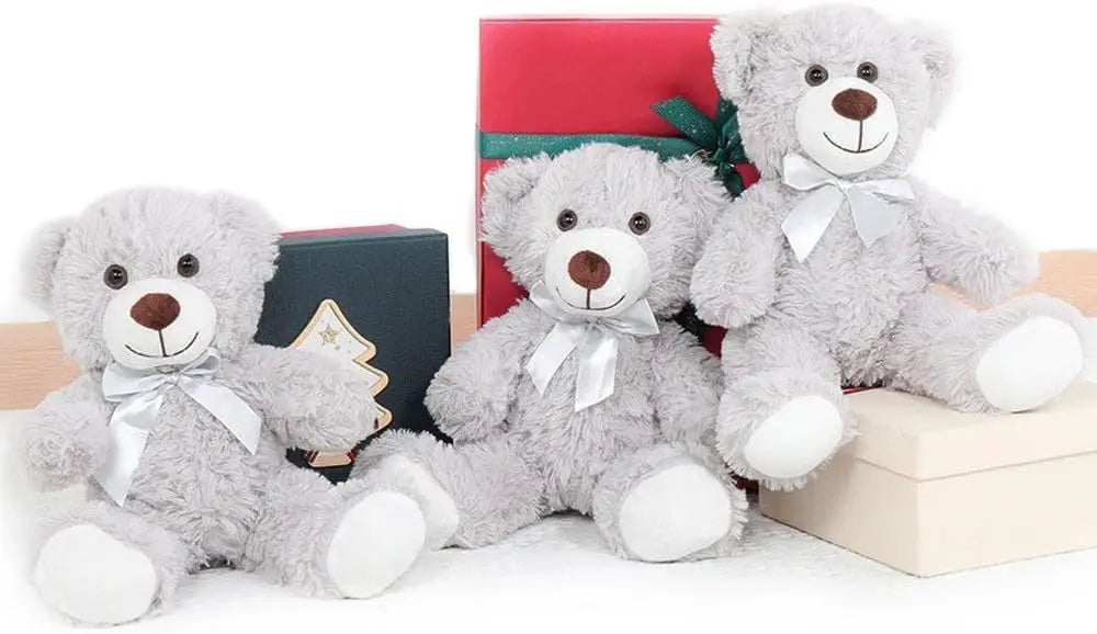 MaoGoLan Teddy Bear 13.5 Inch Stuffed Animals Plush Toys 3 Gray Stuffed Bears for Girls
