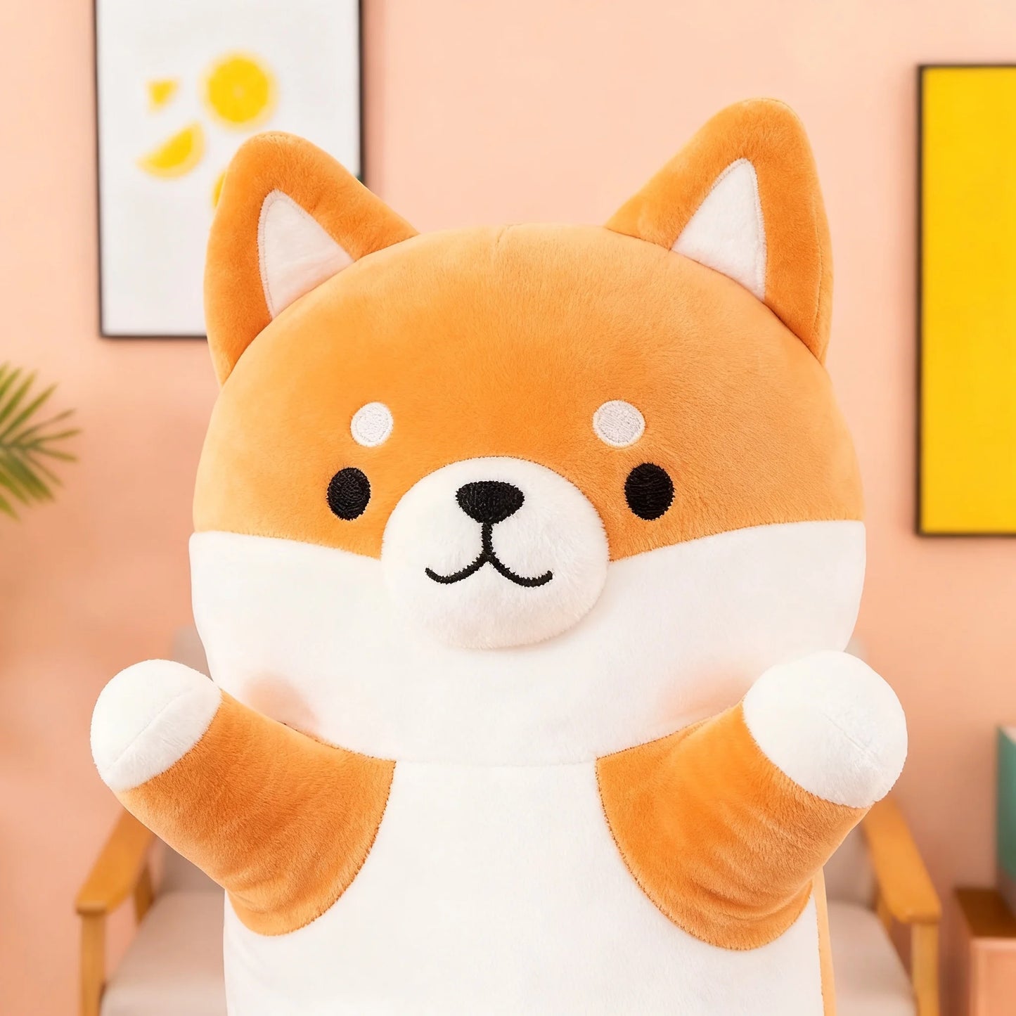 SNOWOLF Shiba Inu Dog Plush Pillow 43'' Cute Long Corgi Akita Soft Plush Toy Comfort Body Cushion Gifts for Girls Boy