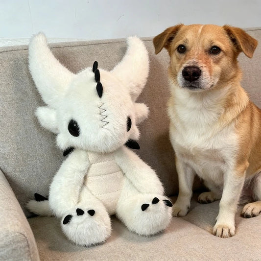1pcs2026 Plush Toys for Dogs, Cute Fantasy Beast Devil Little Flying Dragon Dog Plush Toy, Little White Dragon Dog Plush Toy, wi