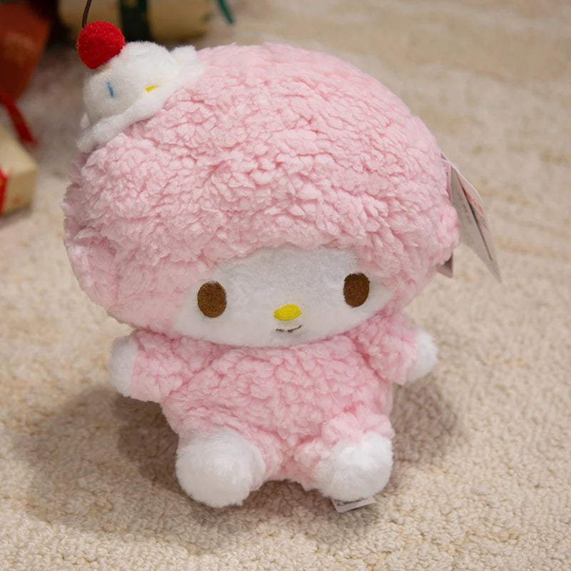 Sanrio Piano Sheep Plush Toys Pendants Coin Purse Kawaii Pink Sheep Stuffed Dolls Keychains Girls Sleepping Companion Toys