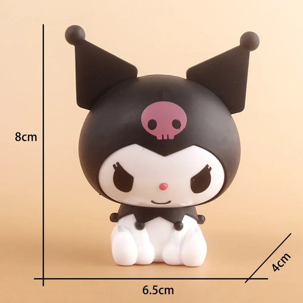 Hello Kitty Kuromi Melody Cinnamoroll Action Figure Toys Dolls Model Ornament Desktop Sanrio Birthday Gifts Cake Decoration Gift
