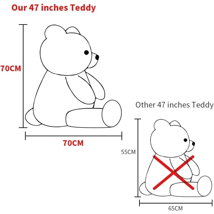 Giant Grey Teddy Bear 47 inch 4 feet Large Stuffed Animal for Girlfriend Soft Plush Toy with Cozy Huggable Design