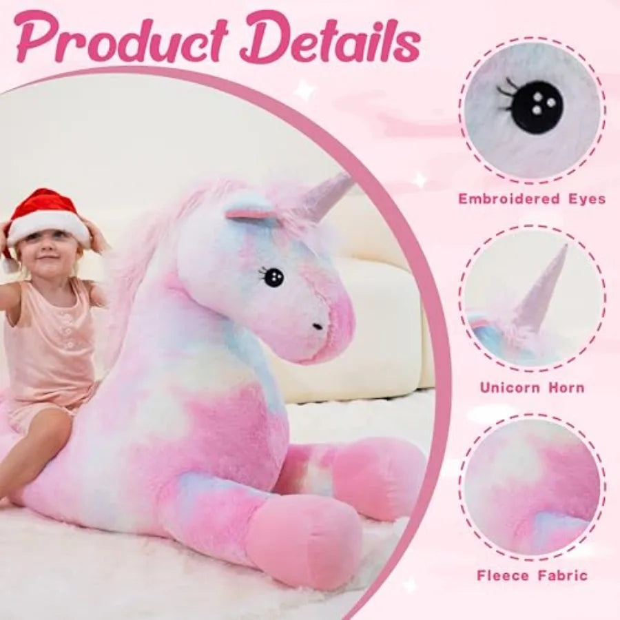 44 inch Pink Unicorn Stuffed Animal Giant Plush Unicorn for Girls Large Pink Unicorn Birthday Christmas Gift Soft Fluffy Toy