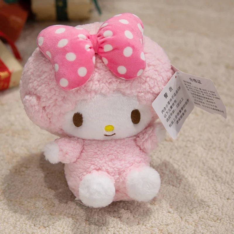 Sanrio Piano Sheep Plush Toys Pendants Coin Purse Kawaii Pink Sheep Stuffed Dolls Keychains Girls Sleepping Companion Toys