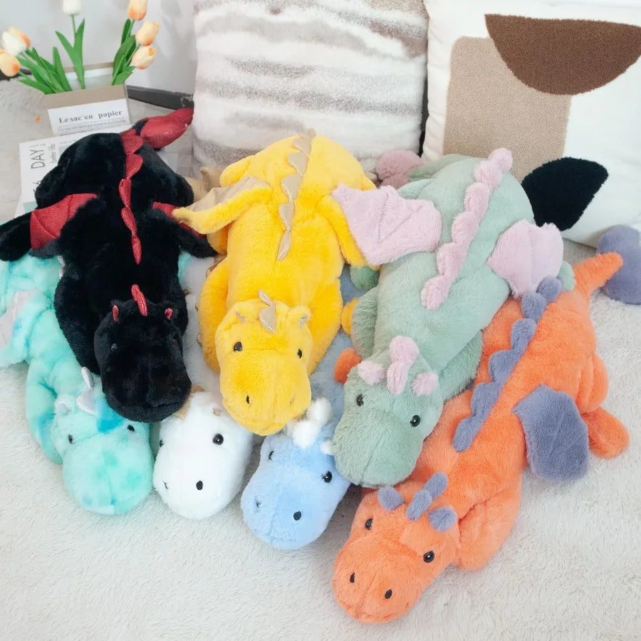 ARELUX Giant 50in 3Lb Big Orange Dragon Large Stuffed Animals Cute Plush Toy Fuzzy Jumbo Dinosaur Pillow Plushies with Wings Cu