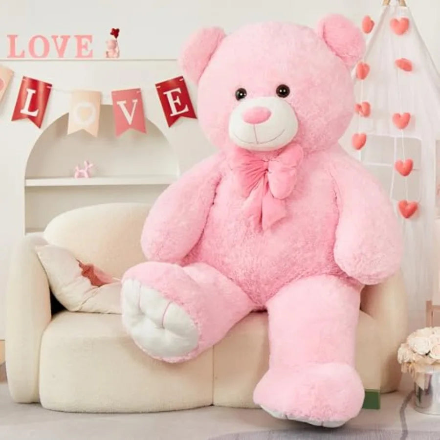 59 Giant Pink Teddy Bear Stuffed Animal Cuddly Plush Toy for Valentines Day Birthday Gift Baby Shower Decor Soft Classic Teddy