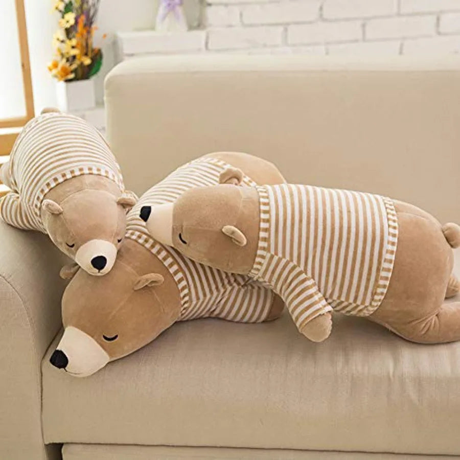 24 Inch Brown Sleeping Polar Bear Plush Toy Soft Stuffed Animal Huggable Cuddly Doll for Boys Girls Birthday Gift Large Soft Pl