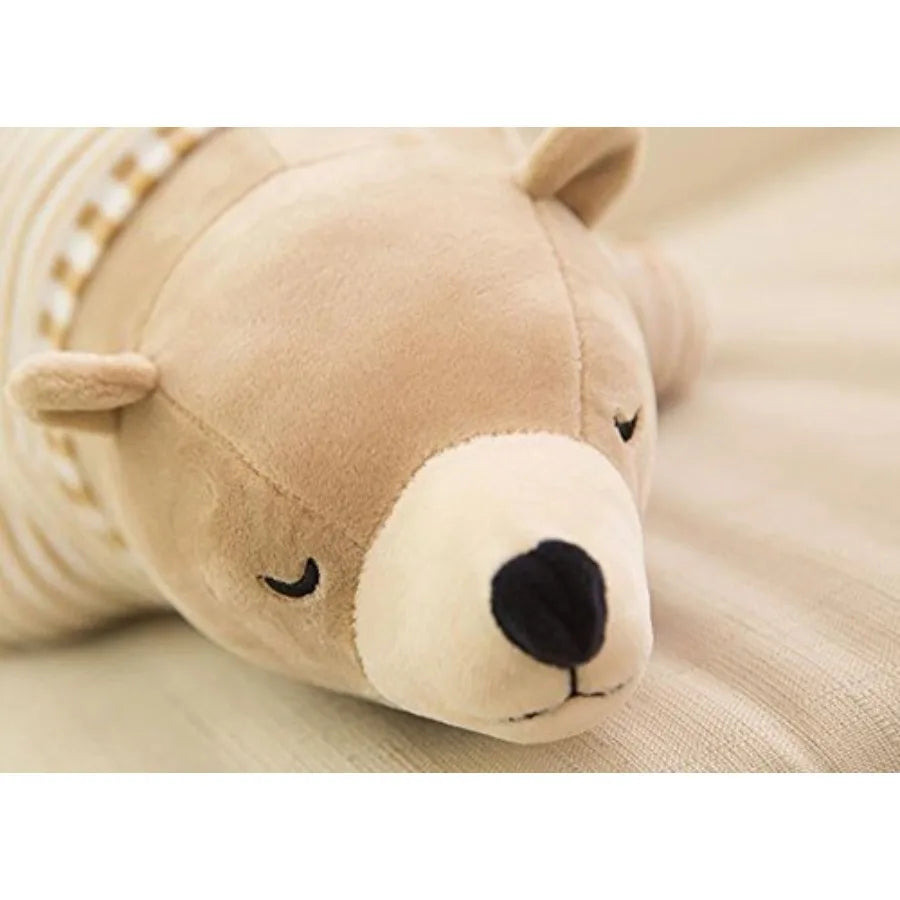 24 Inch Brown Sleeping Polar Bear Plush Toy Soft Stuffed Animal Huggable Cuddly Doll for Boys Girls Birthday Gift Large Soft Pl