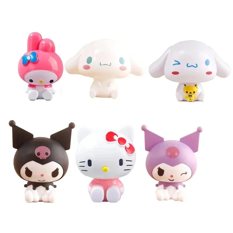 Hello Kitty Kuromi Melody Cinnamoroll Action Figure Toys Dolls Model Ornament Desktop Sanrio Birthday Gifts Cake Decoration Gift