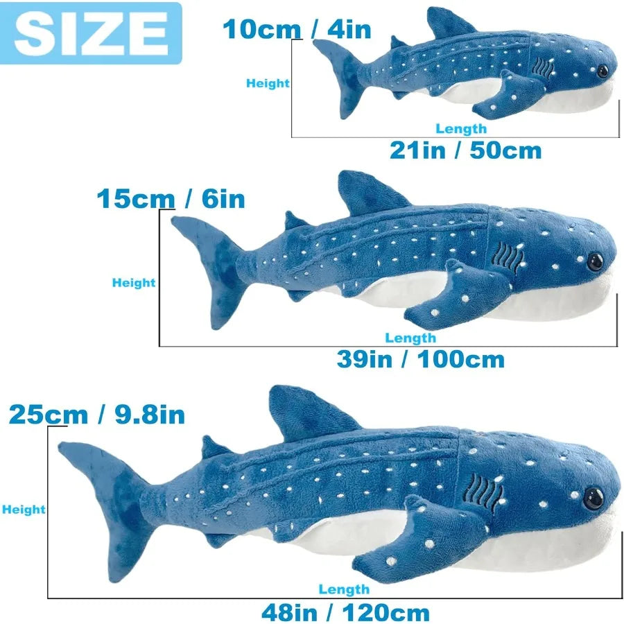 39 Inch Whale Shark Stuffed Animal Giant Plush Shark Pillow Toy Realistic Big Whale Shark Plushie for and Ocean Lovers Large Cu
