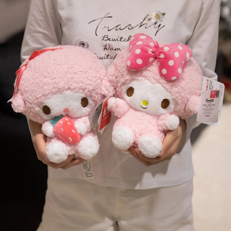 Sanrio Piano Sheep Plush Toys Pendants Coin Purse Kawaii Pink Sheep Stuffed Dolls Keychains Girls Sleepping Companion Toys