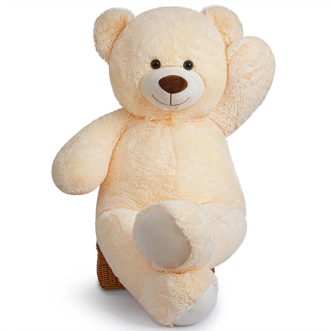 SNOWOLF Giant Teddy Bear Stuffed Animal 43.3in Cute Brown/Beige Valentine's Bear for Girlfriend Boyfriend Mom Birthday