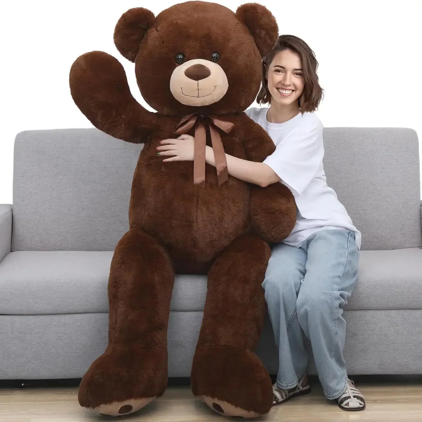 Tezituor  Teddy Bear 5ft, Fluffy Life Size Giant Stuffed Bear , Cute  Teddy Bear Plush Gift for Kids, Girlfriend, Boyfriend,