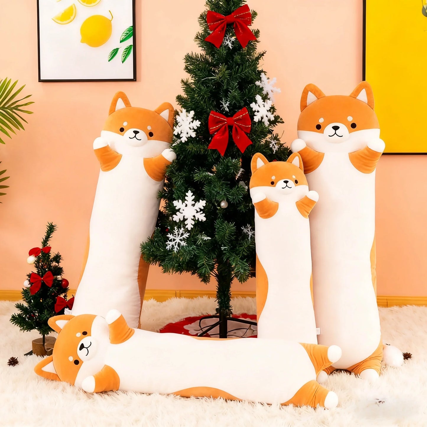 SNOWOLF Shiba Inu Dog Plush Pillow 43'' Cute Long Corgi Akita Soft Plush Toy Comfort Body Cushion Gifts for Girls Boy