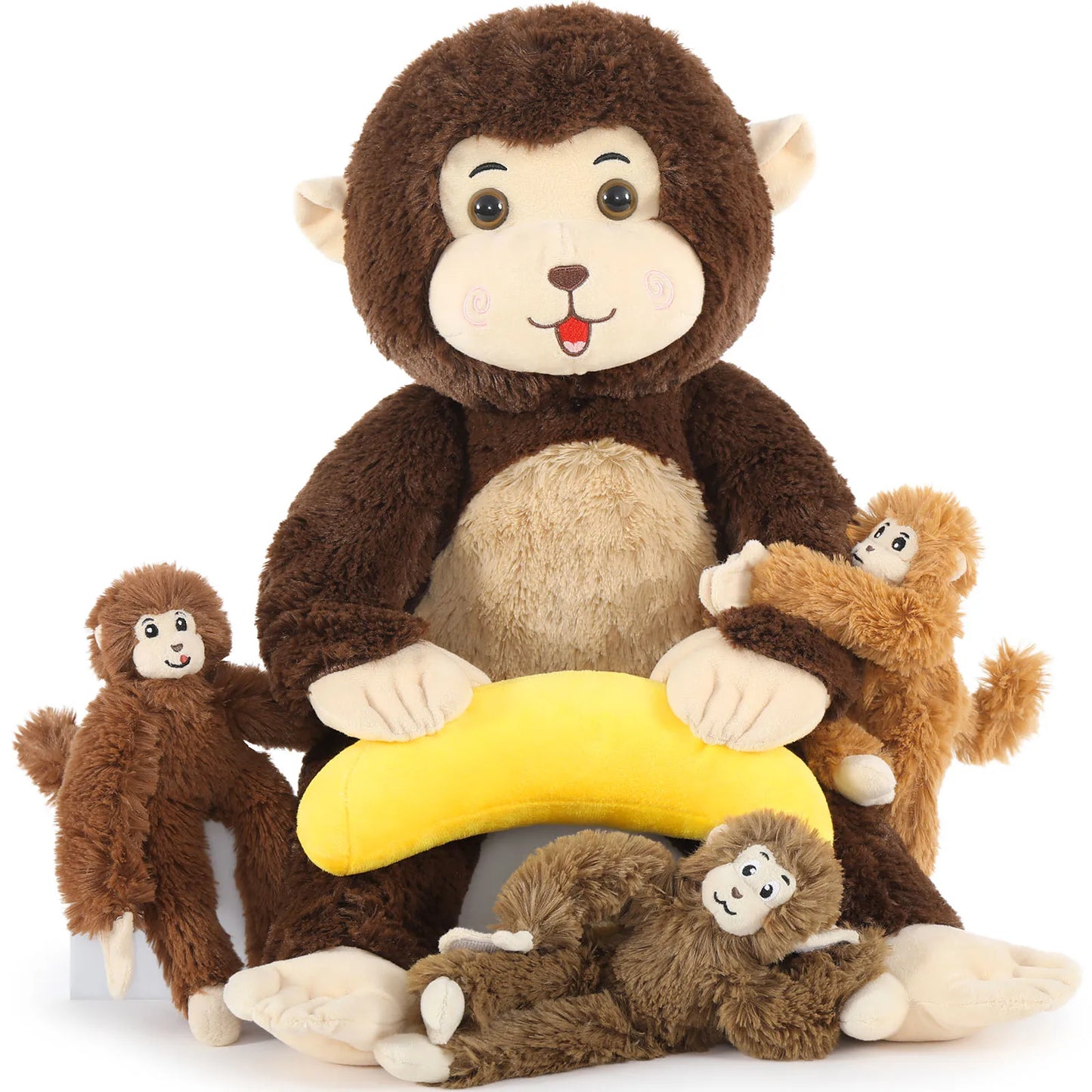 MaoGoLan Large Monkey Stuffed Animal with Banana for Kids,Huggable Mom and Baby Stuffed Monkeys for Party Favor,A Mama Ape Plush